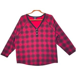 Chaps Henley Sleep Top Red 3X